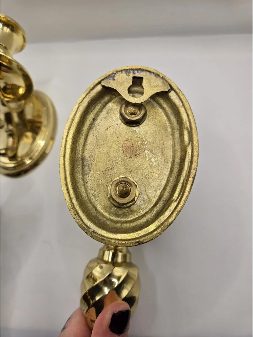 Vintage Solid Brass Pair/Set Wall Sconce Candle Holders Twist Swirl 10